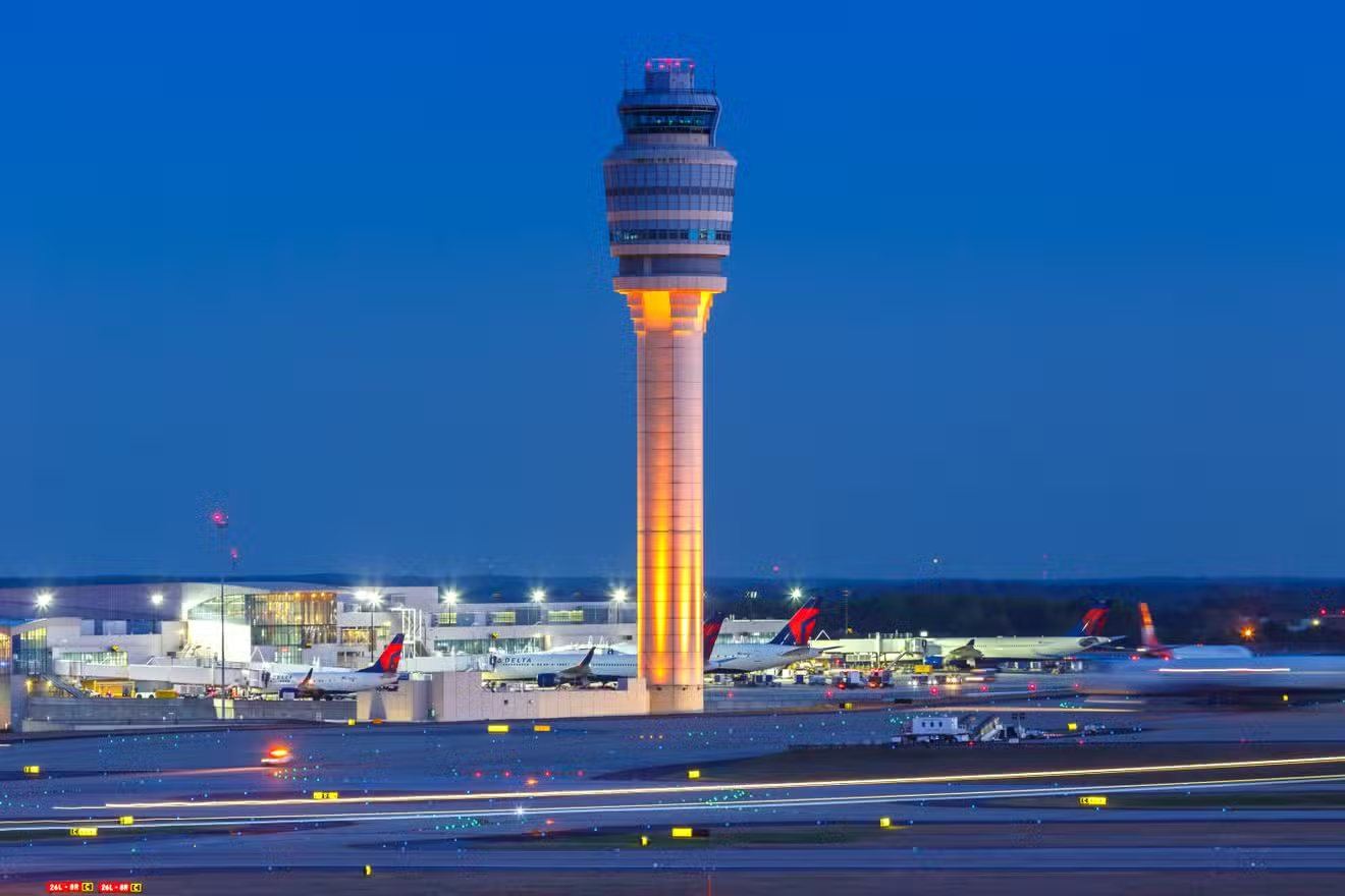 Control tower at night